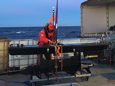 Preparing to launch a Wave Glider in the Barents Sea during the GLIDER Project