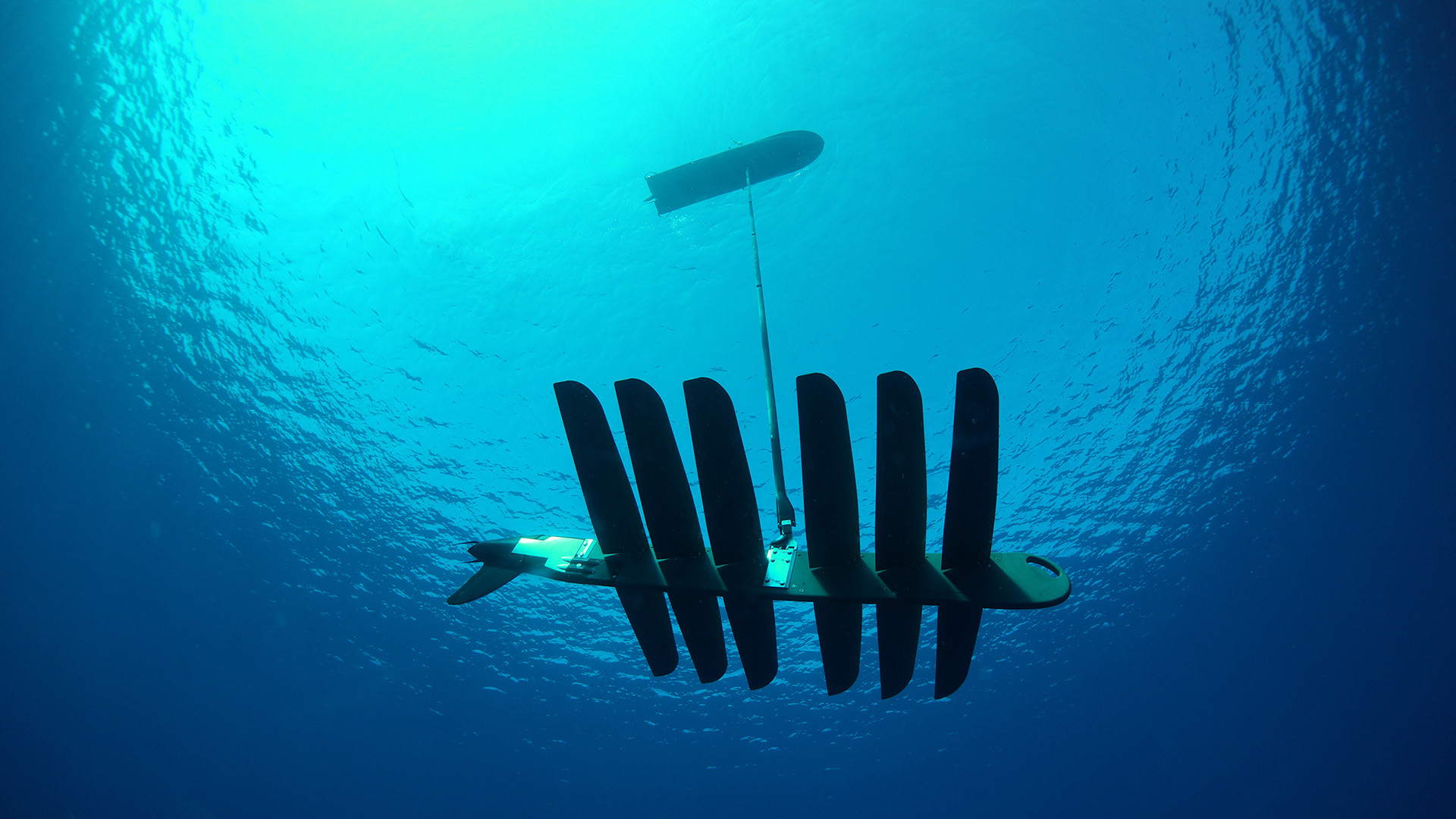 View of newest Wave Glider from underwater