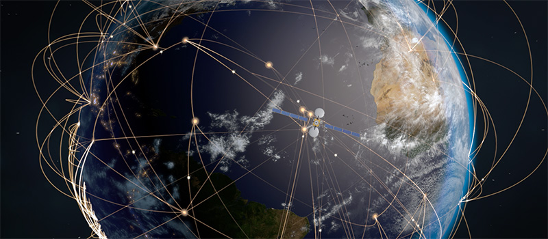 Satellite over networked ocean